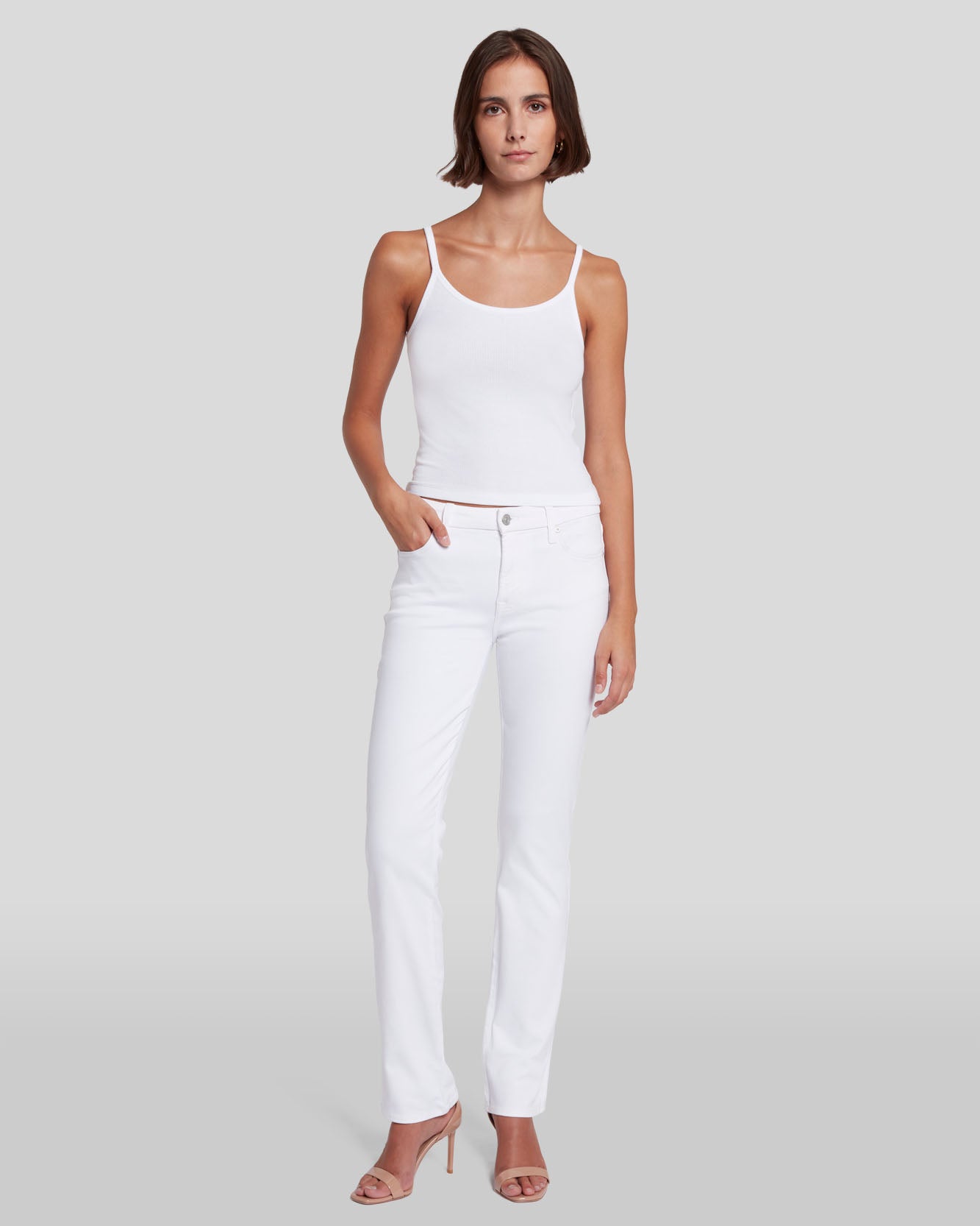 7 For All Mankind Slim Illusion Kimmie Straight in Luxe White AU0231399SLLW