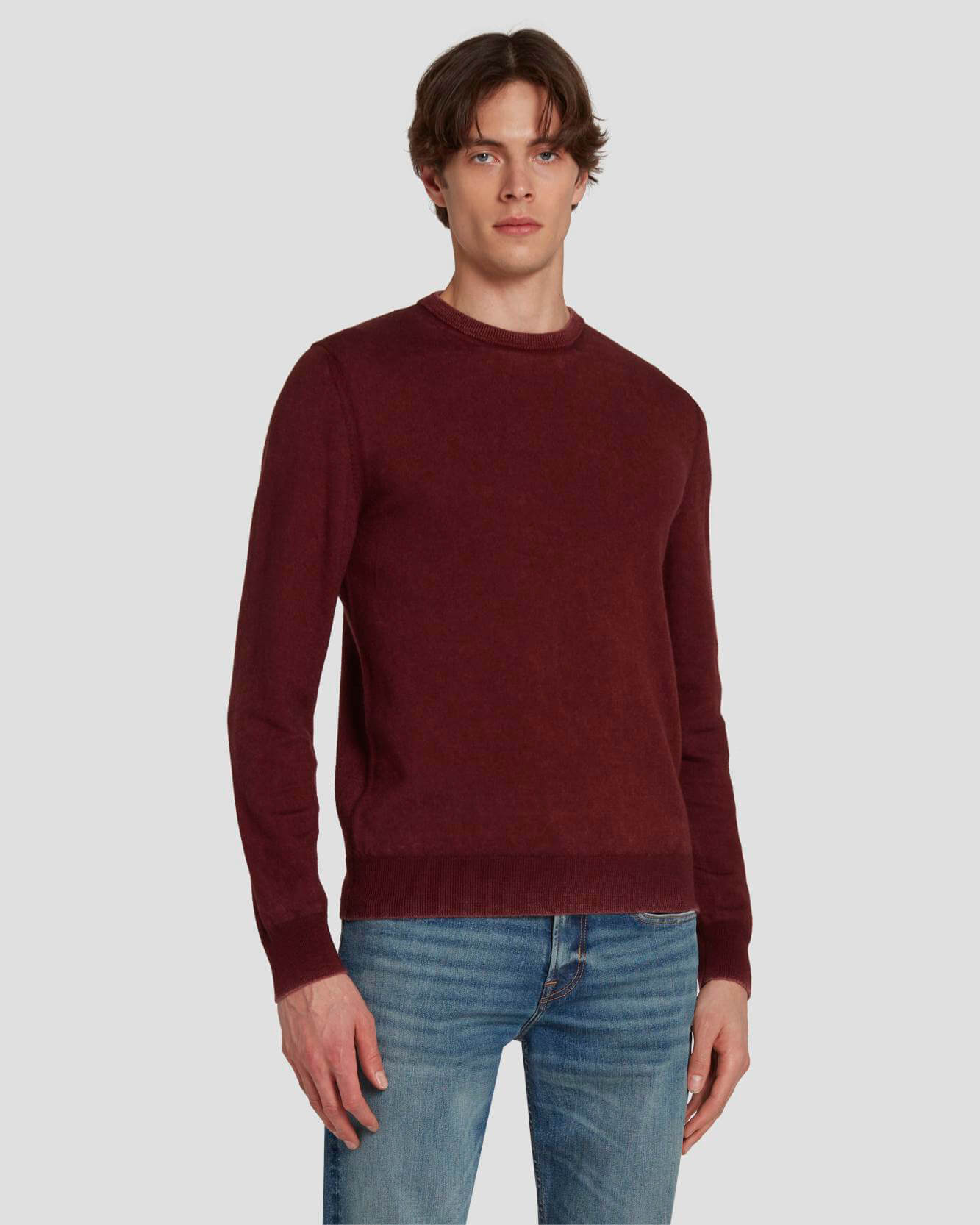7 For All Mankind Merino Wool Sweater in Mulberry 7M001M16MBY