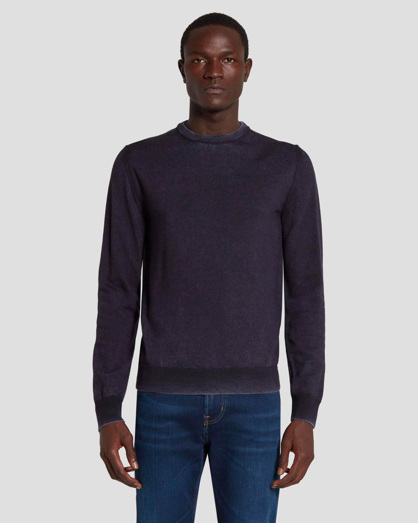 7 For All Mankind Merino Wool Sweater in Navy 7M001M16NVB