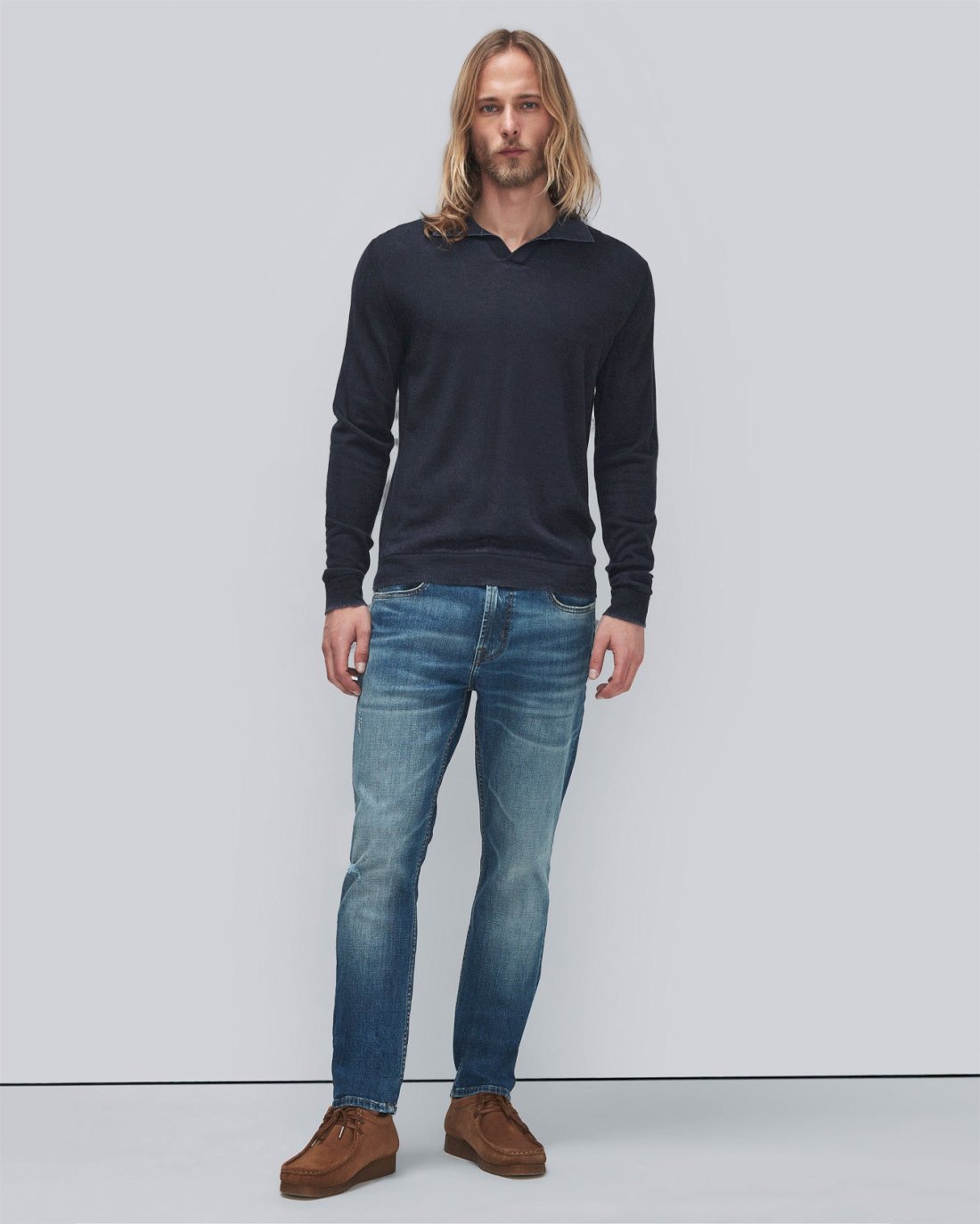 7 For All Mankind Merino Polo in Navy 7M037211NVY