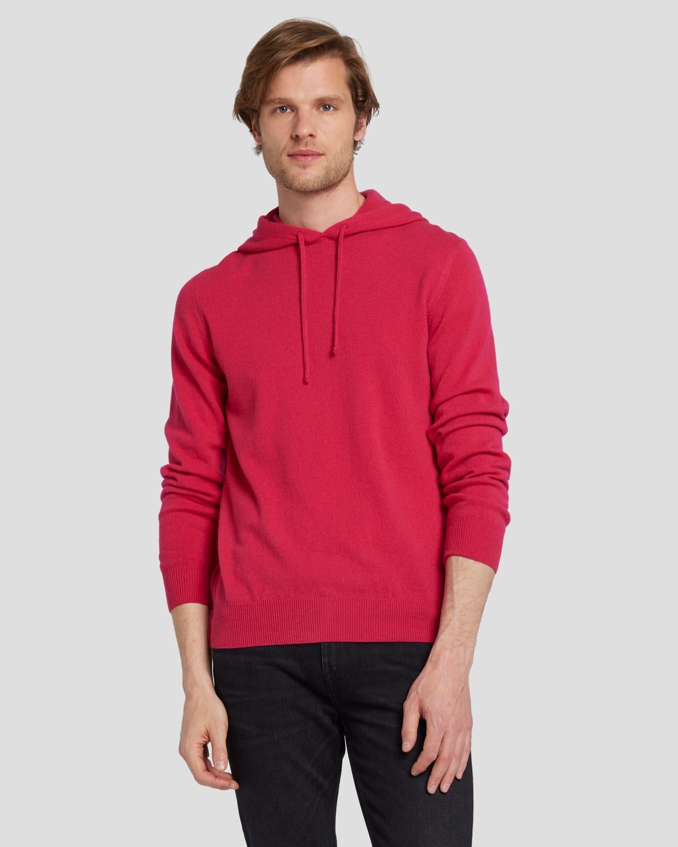 7 For All Mankind Cashmere Hoodie in Raspberry 7M209209RBR