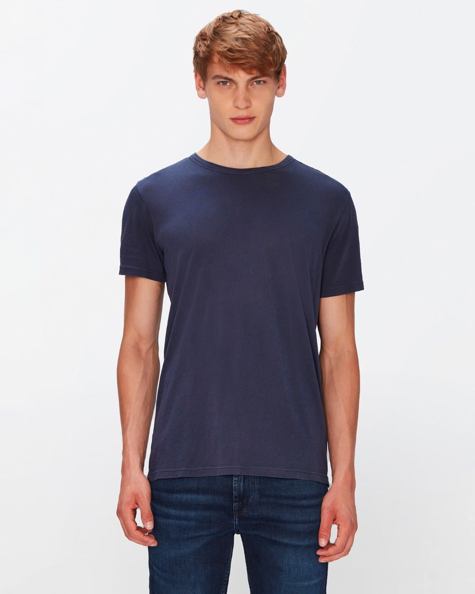 7 For All Mankind Featherweight Cotton Tee in Navy 7M211P11NVY