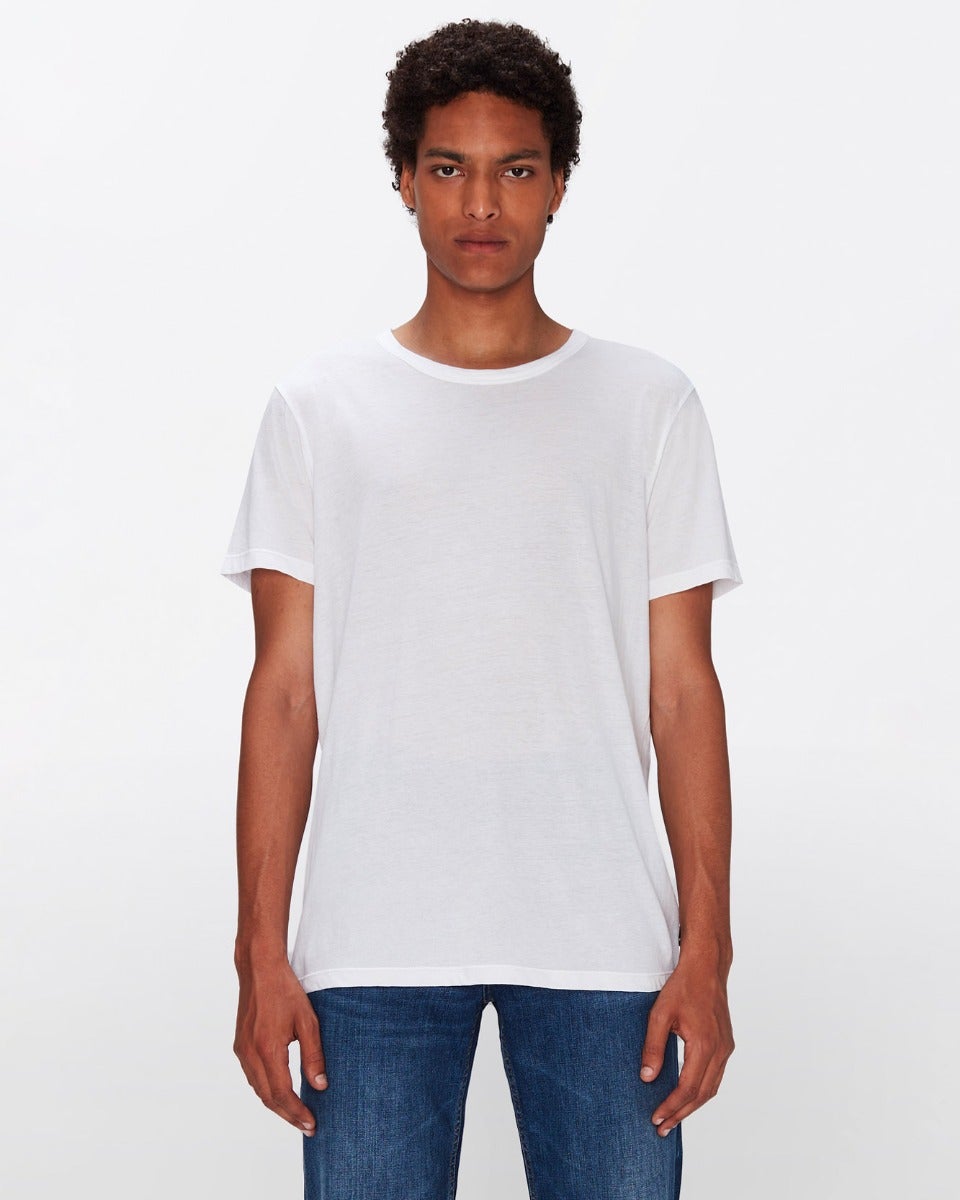 7 For All Mankind Featherweight Cotton Tee in White 7M211P11WHT