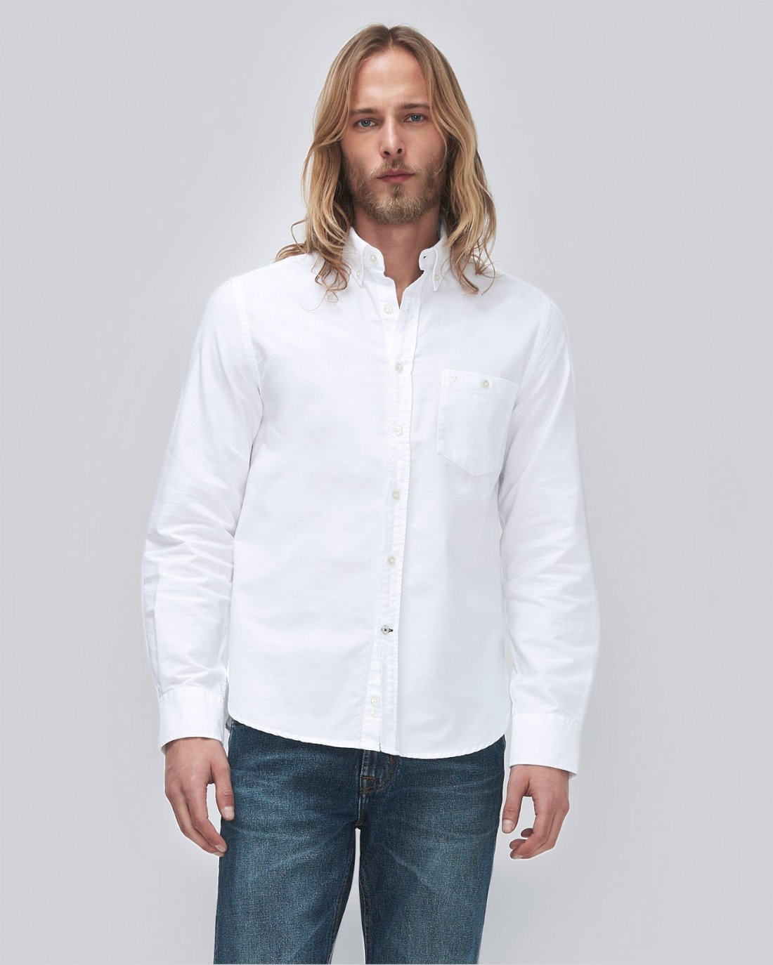 7 For All Mankind Oxford Shirt in White 7M543404WHT