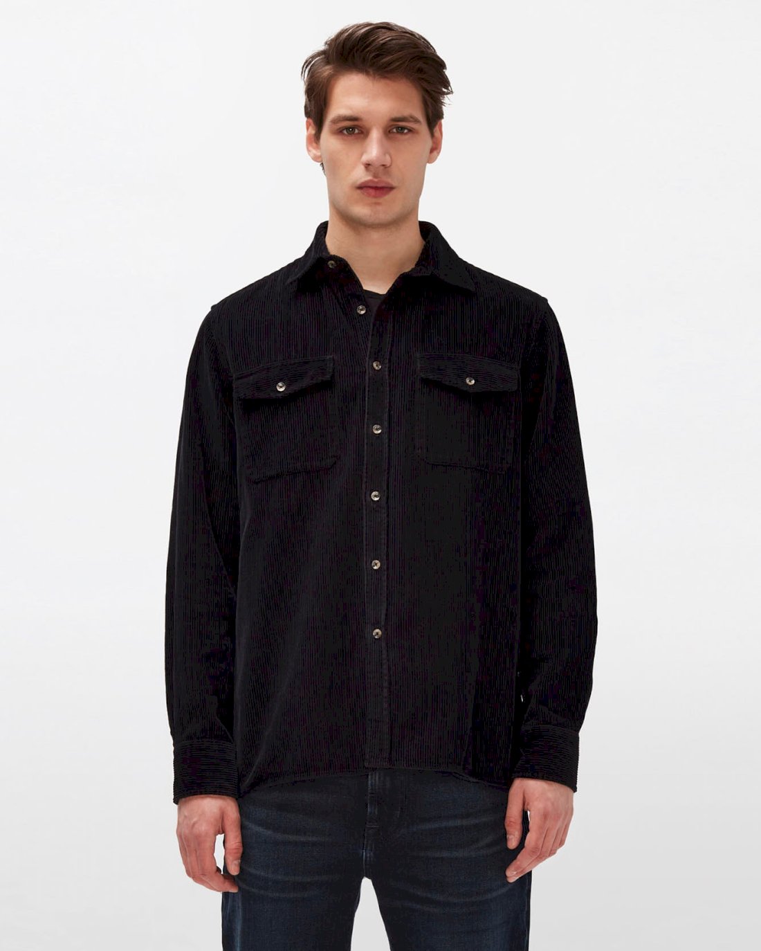 7 For All Mankind Corduroy Overshirt in Black 7M905422BLK