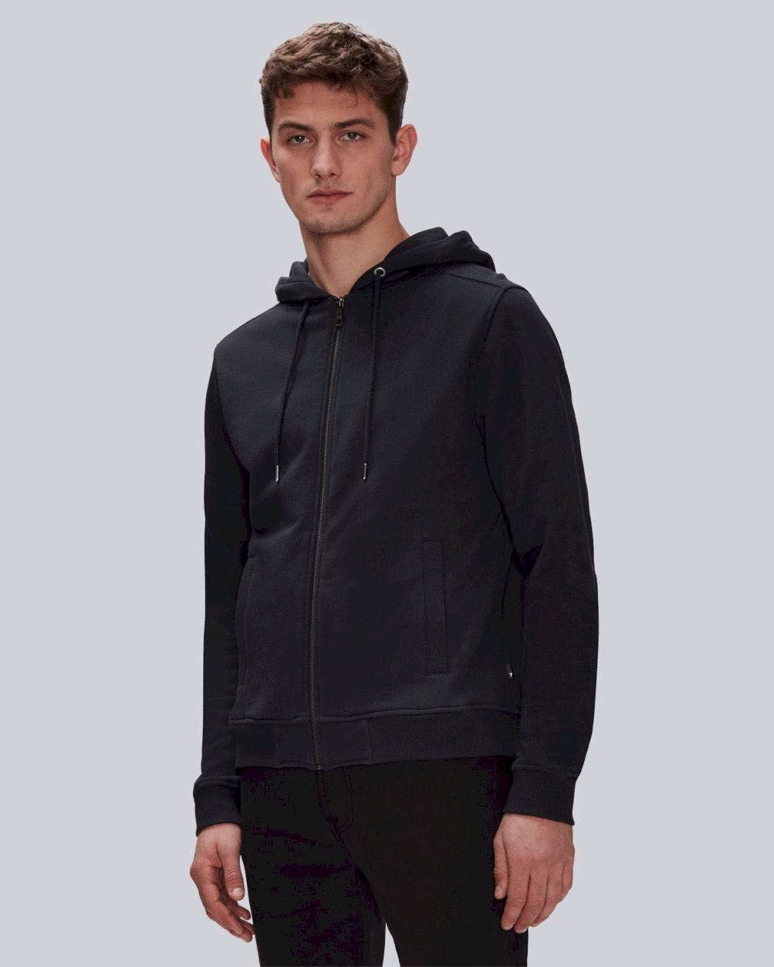 7 For All Mankind Essential Zip Front Hoodie in Navy 7MSGMH21NVY