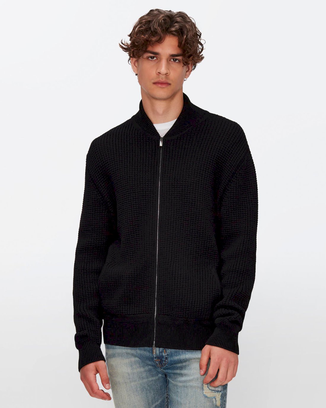 7 For All Mankind Wool Bomber Jacket in Black 7MSHMH12BLK
