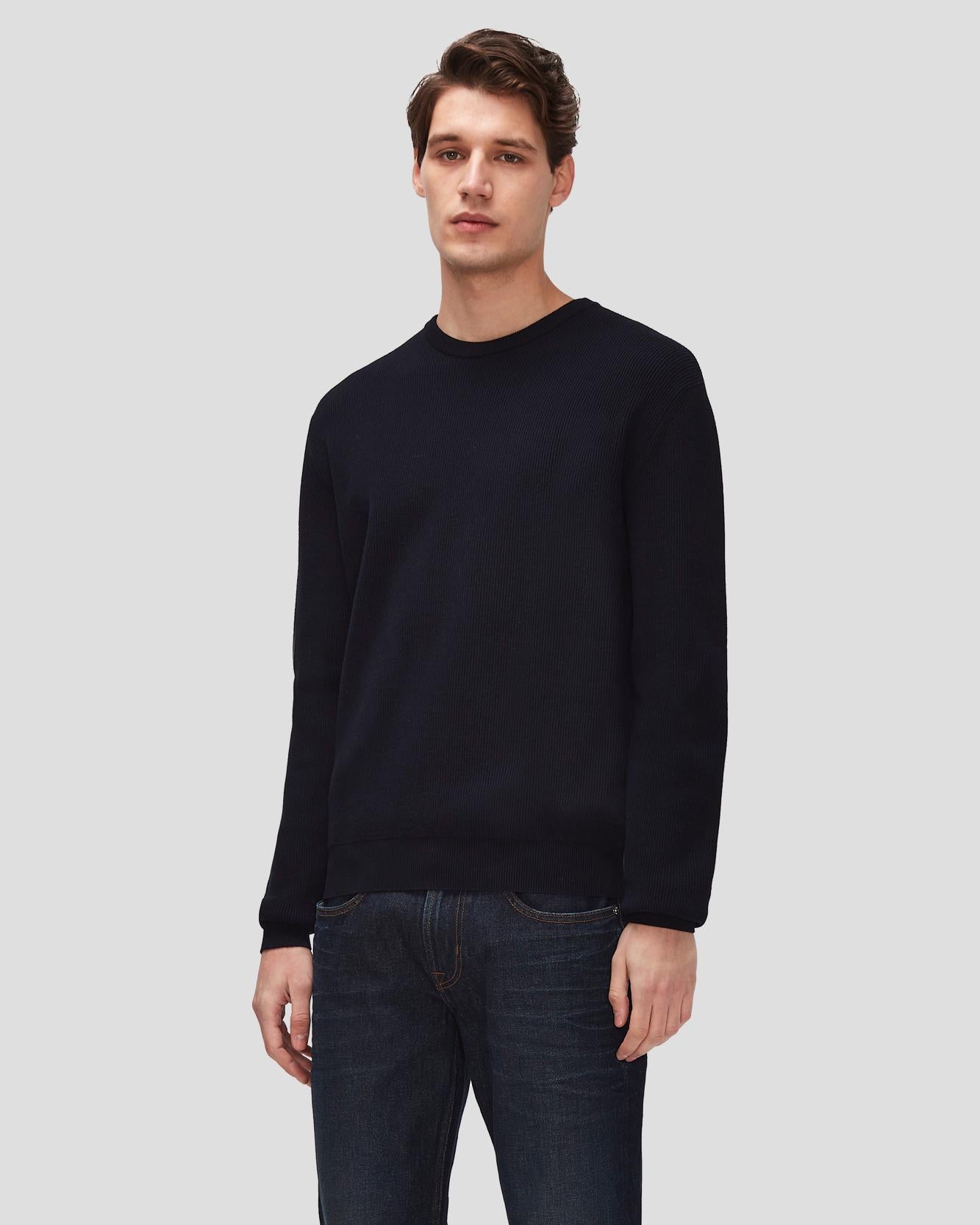 7 For All Mankind Luxe Performance Plus Sweater in Navy 7MSHMH14NVY