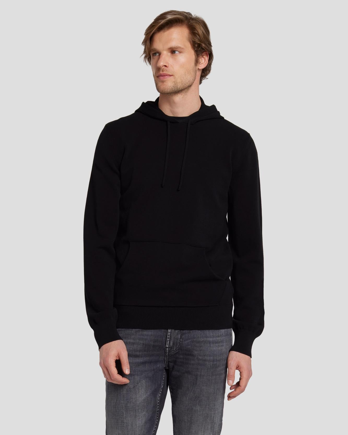7 For All Mankind Dynamic Luxe Hoodie in Black 7MSJMH14BLK