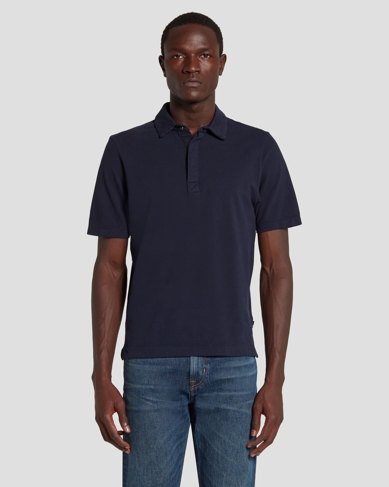 7 For All Mankind Pique Knit Polo in Navy 7MSMMM35NVY