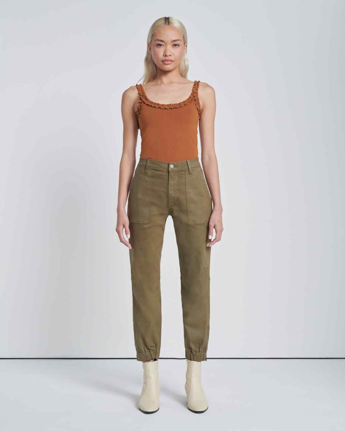 7 For All Mankind Darted Boyfriend Jogger In Coated Olive 7N732752OLV