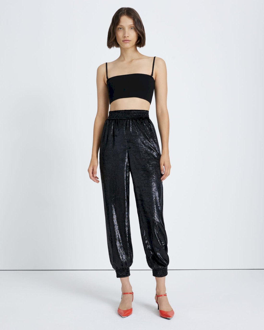 7 For All Mankind Luxe Jogger in Black Shine 7N791D21BLK