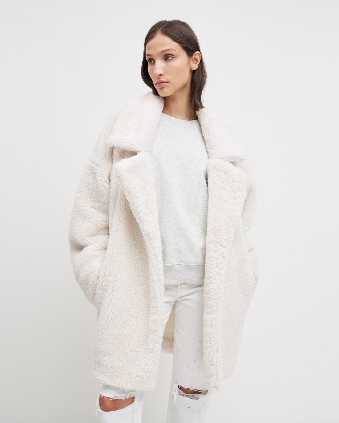 7 For All Mankind Shearling Cozy Coat In Ivory 7N913B68IRY