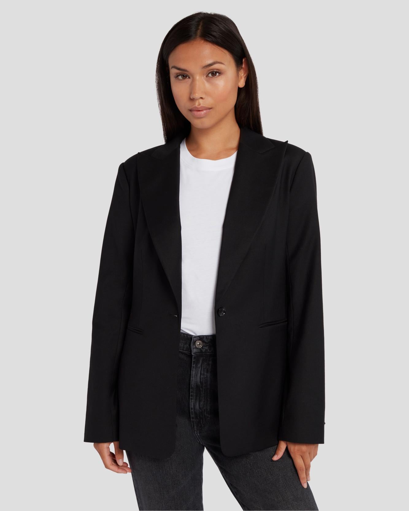 7 For All Mankind Single Breasted Blazer in Black 7N949F37BLK
