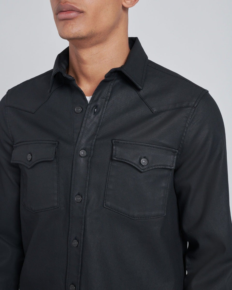 7 For All Mankind Coated Shirt in Black 7T921C52BLK