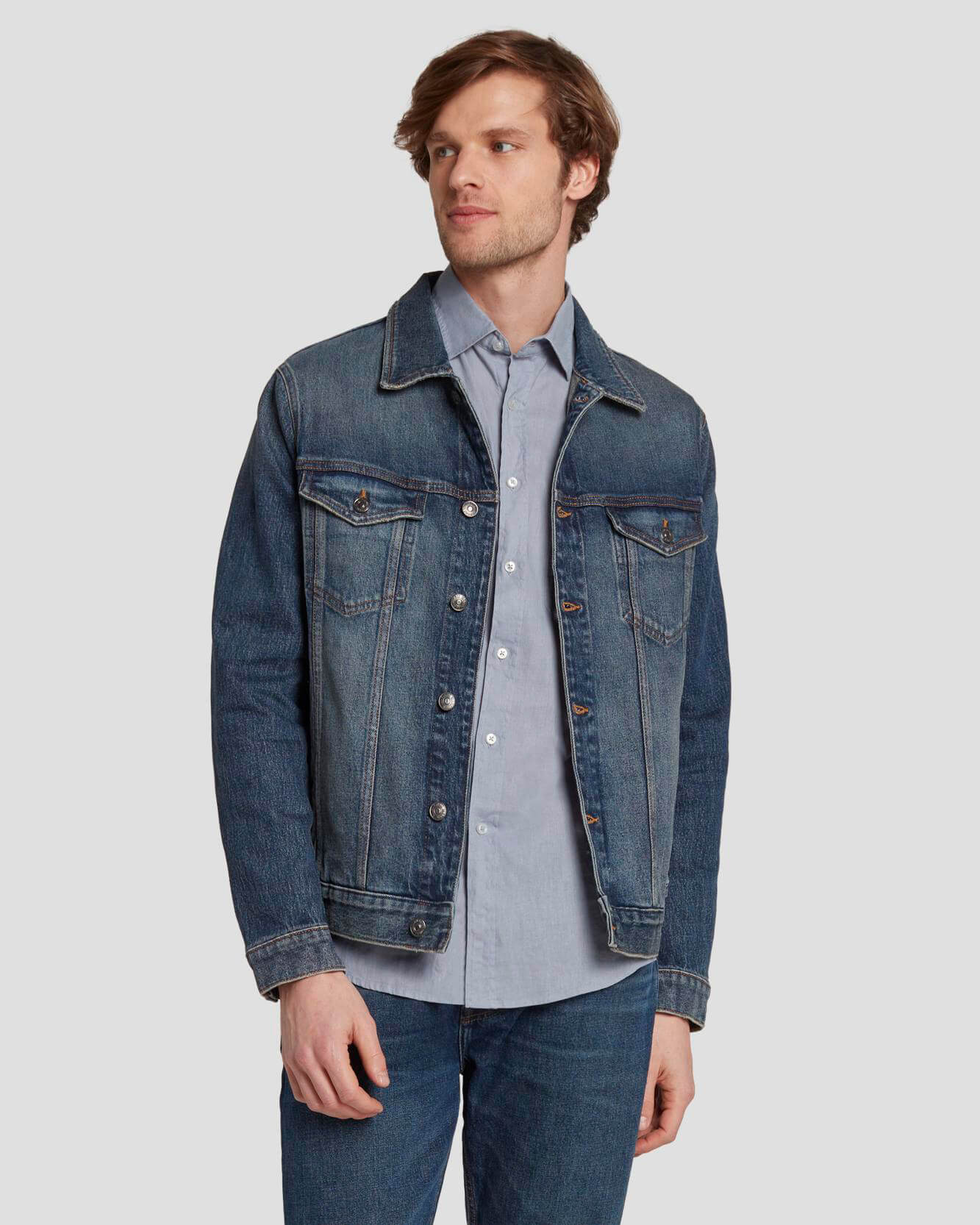 7 For All Mankind Perfect Trucker Jacket in Depart 7T924C10DT2