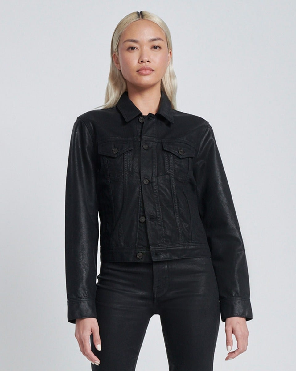 7 For All Mankind Classic Coated Trucker Jacket in Rabbit Hole 7U918955RBD